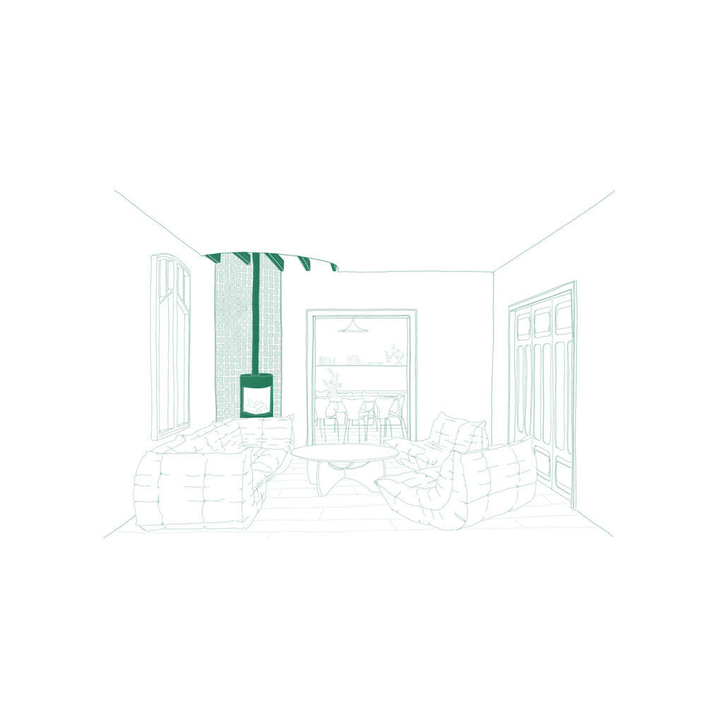 Dessin à la main pour la rénovation d'une maison et une extension en ossature bois, à Nancy