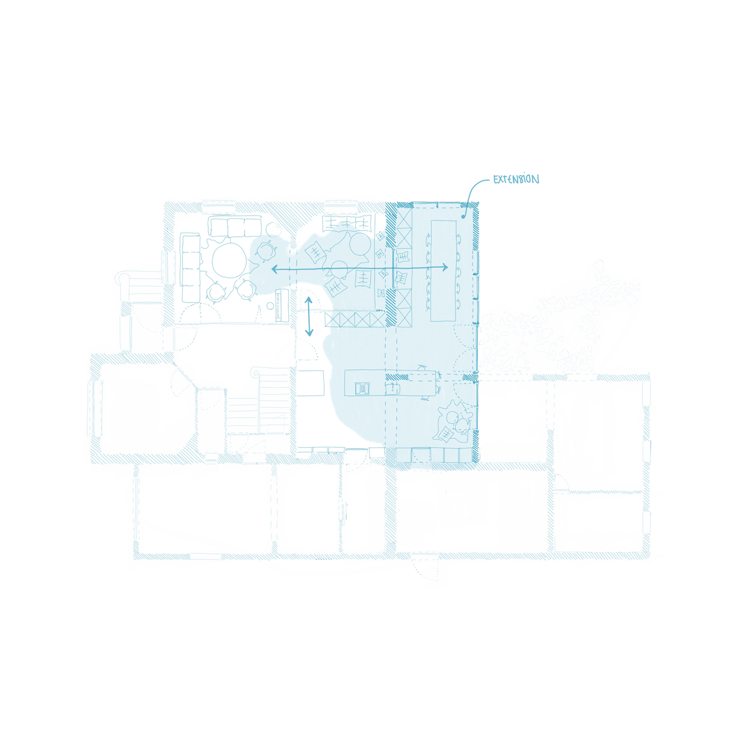 Esquisse pour la rénovation d'une maison et une extension en ossature bois, à Nancy
